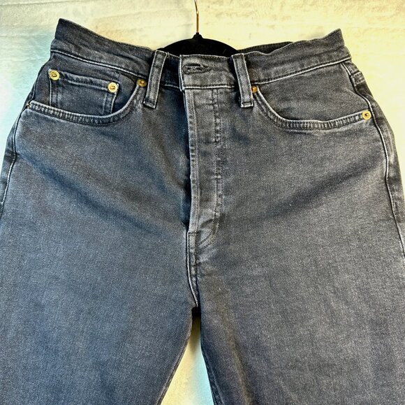 RE/DONE Womens Jeans Size 28 Black High Rise Ankle Crop 70s Stove PipeFrayed - Picture 9 of 13